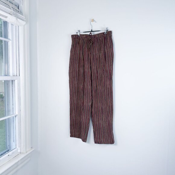 Vintage 90s Flowy Striped Capri  Pants Sag Harbor Petite Womans Large Boho Retro - Picture 1 of 9